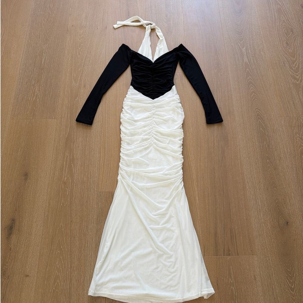 Outcast Maxi Dress Halter Tahiti Size S Black White